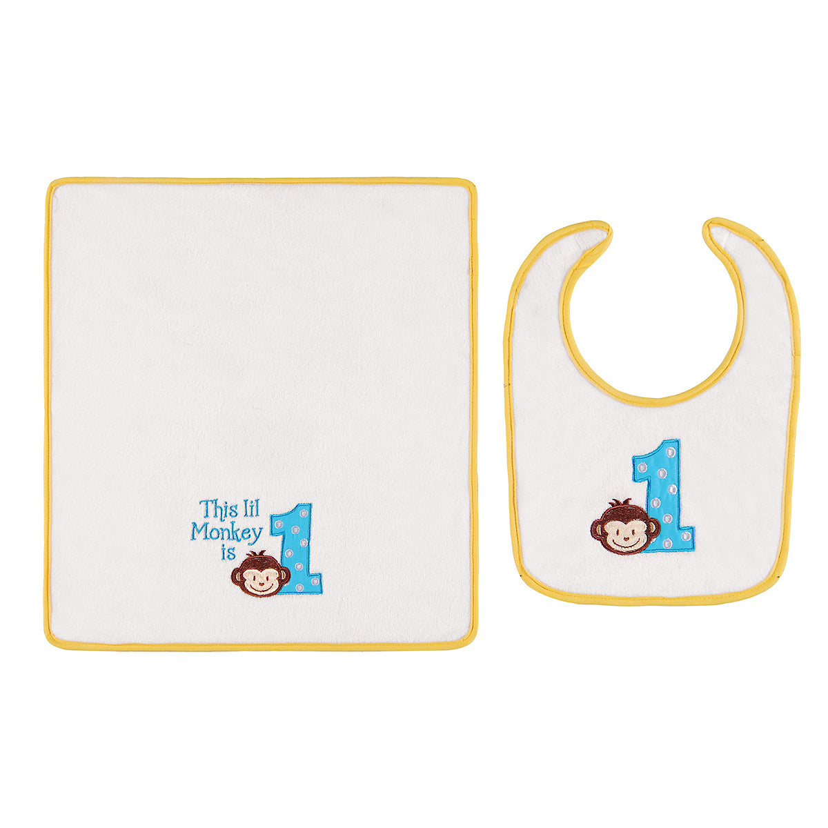 Lil Monkey Is 1 Bib & Burp Cloth