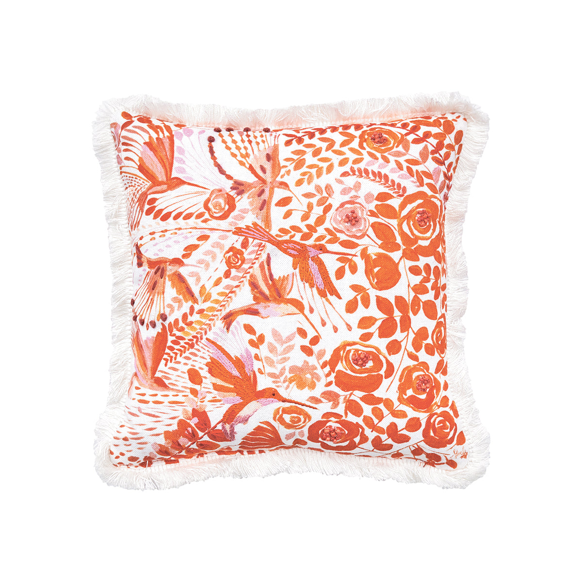 Hummingbird Floral Pillow