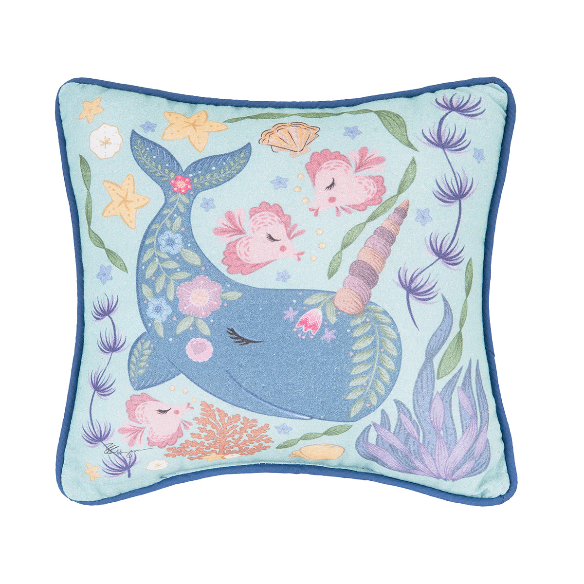 Narwhal Coral Mini Pillow
