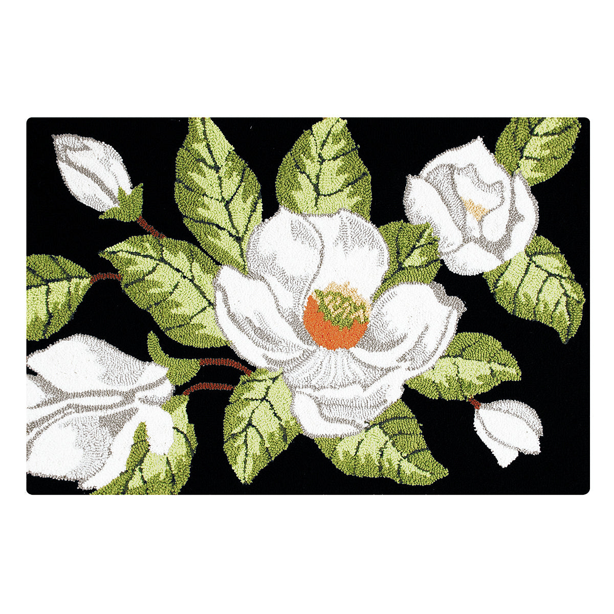 Magnolia On Black Rug