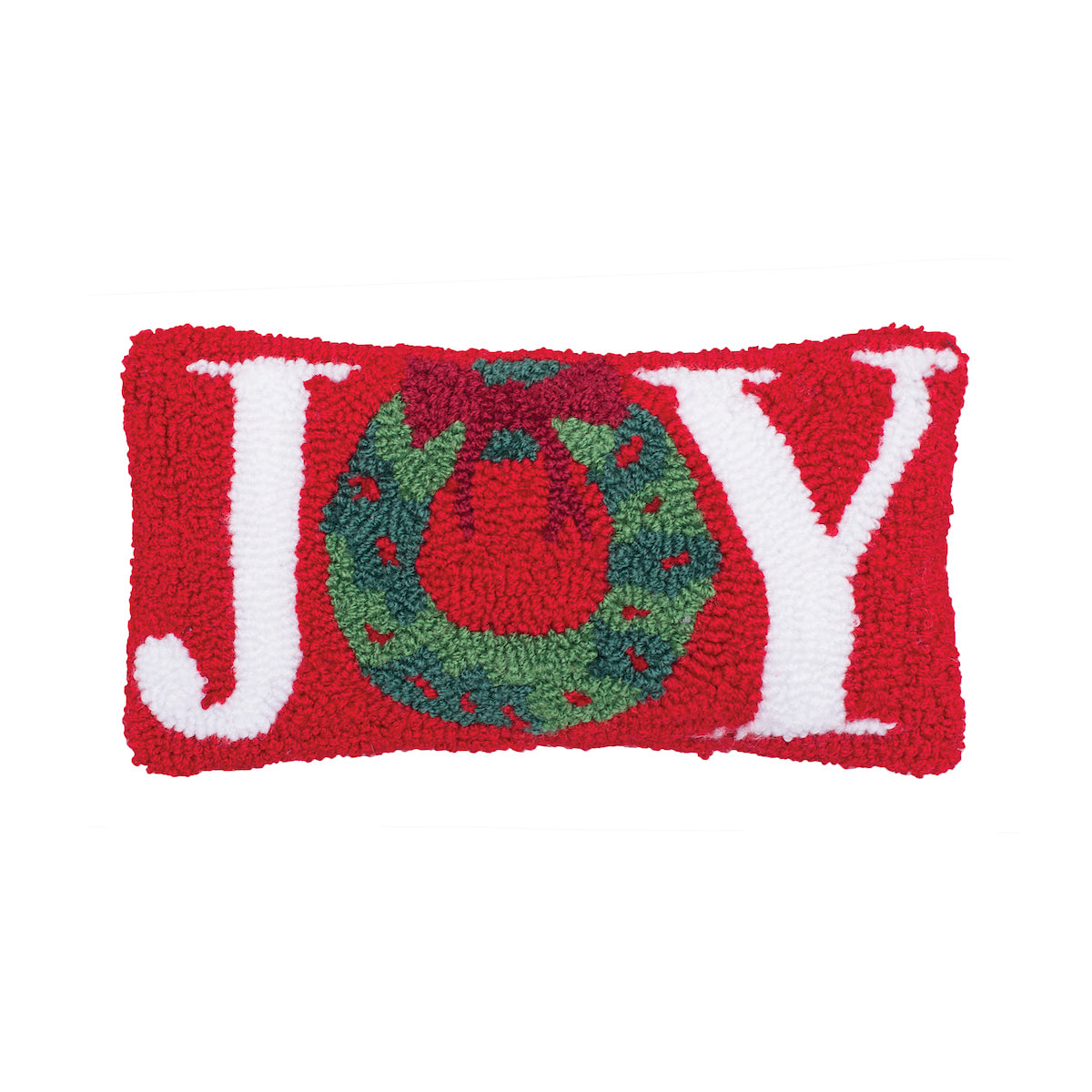 Joy Wreath Hooked Mini Pillow