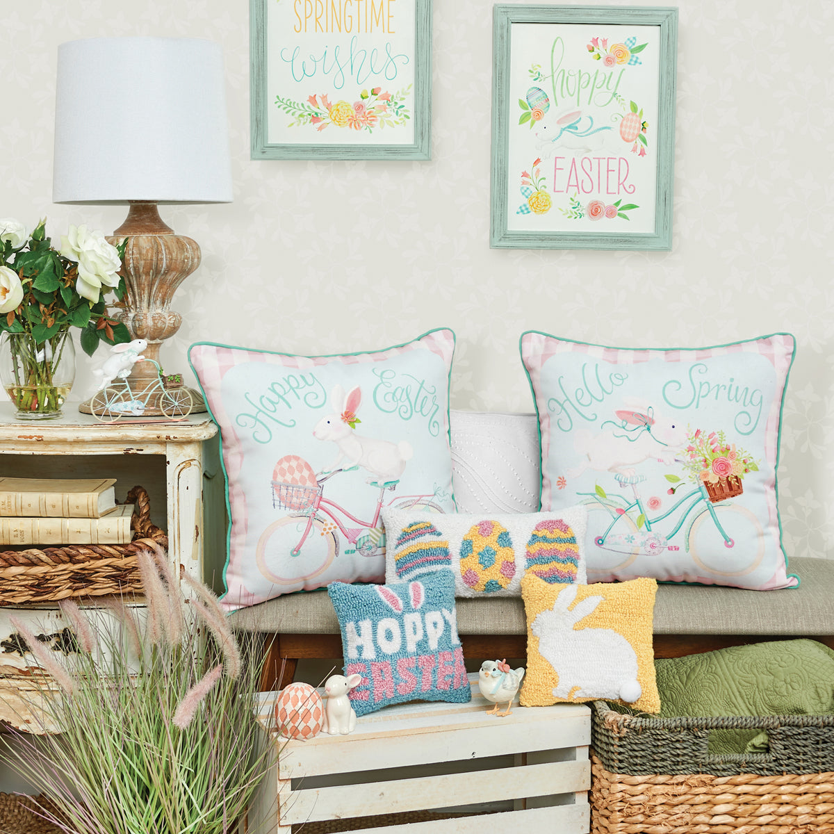 Easter Egg Hooked Mini Pillow