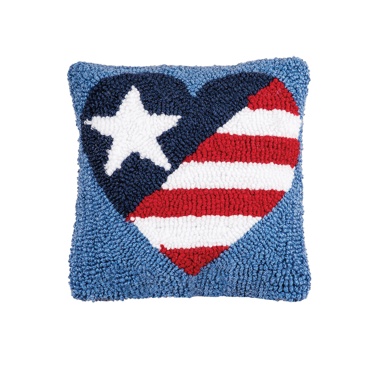 Patriotic Heart Hooked Mini Pillow