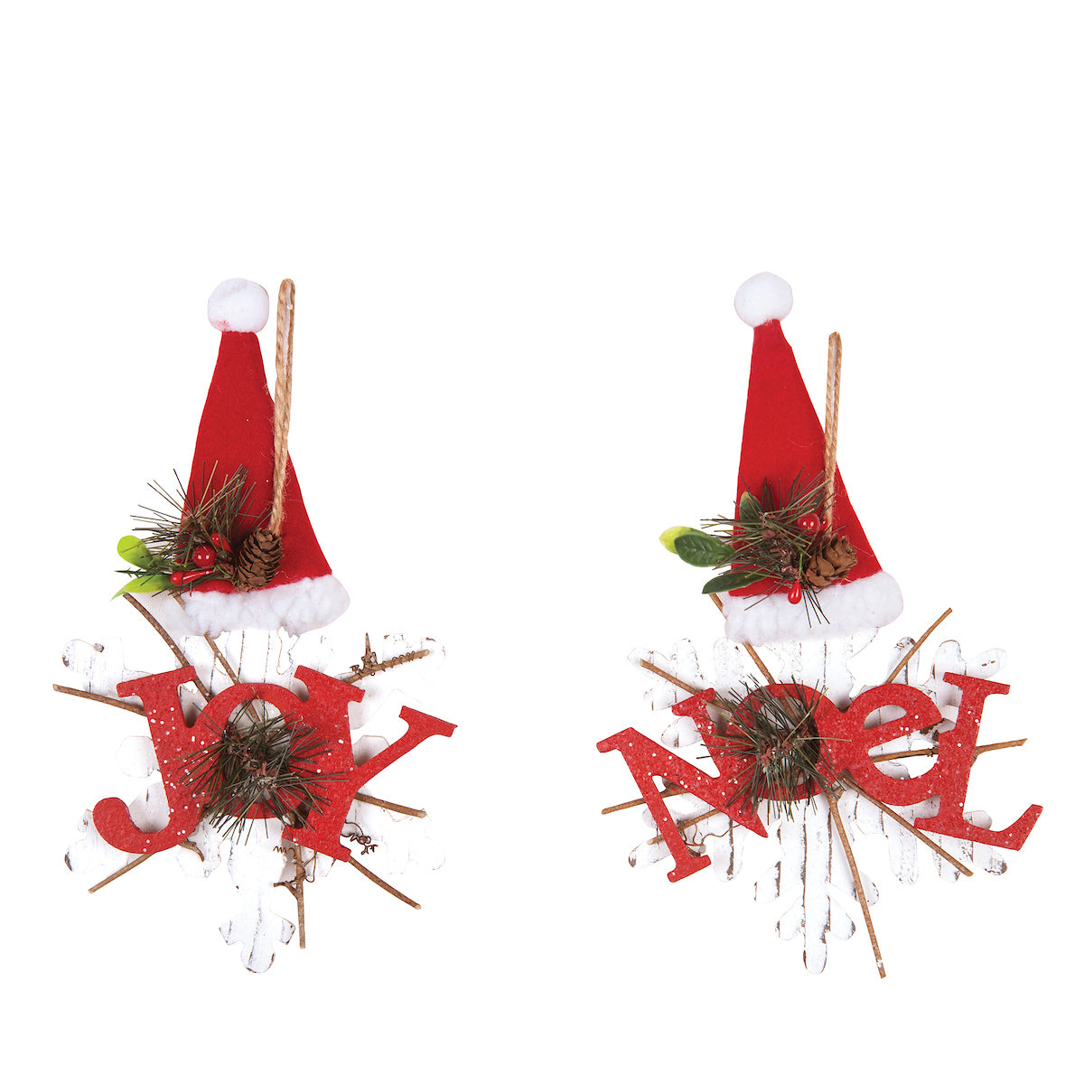 Joy Noel On Snowflake Ornaments, Asst. of 2