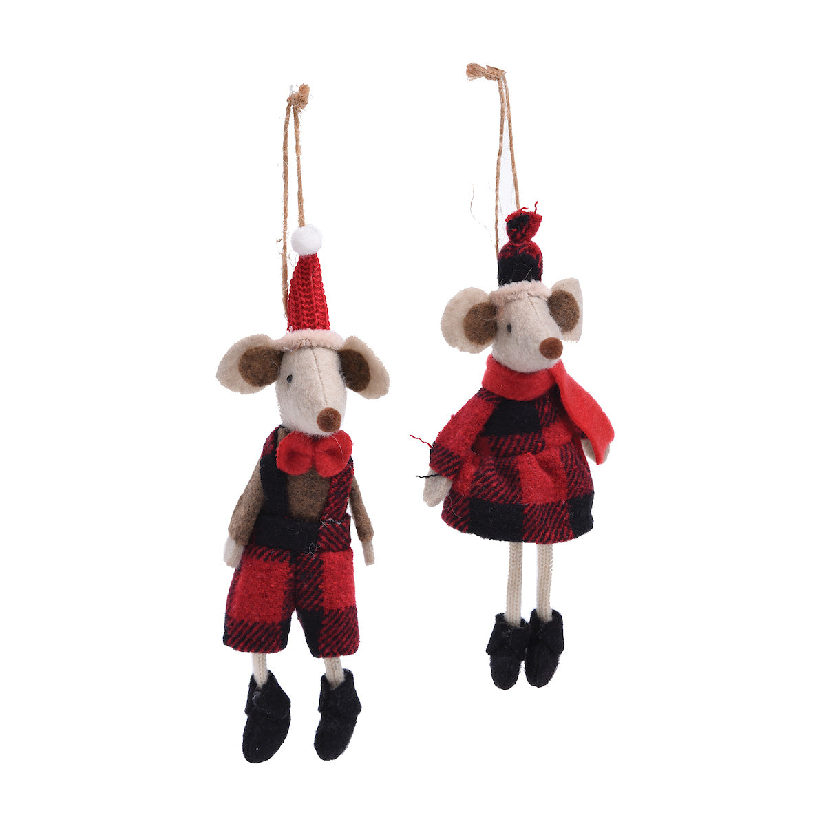 Buffalo Check Mouse Ornaments, Asst. of 2