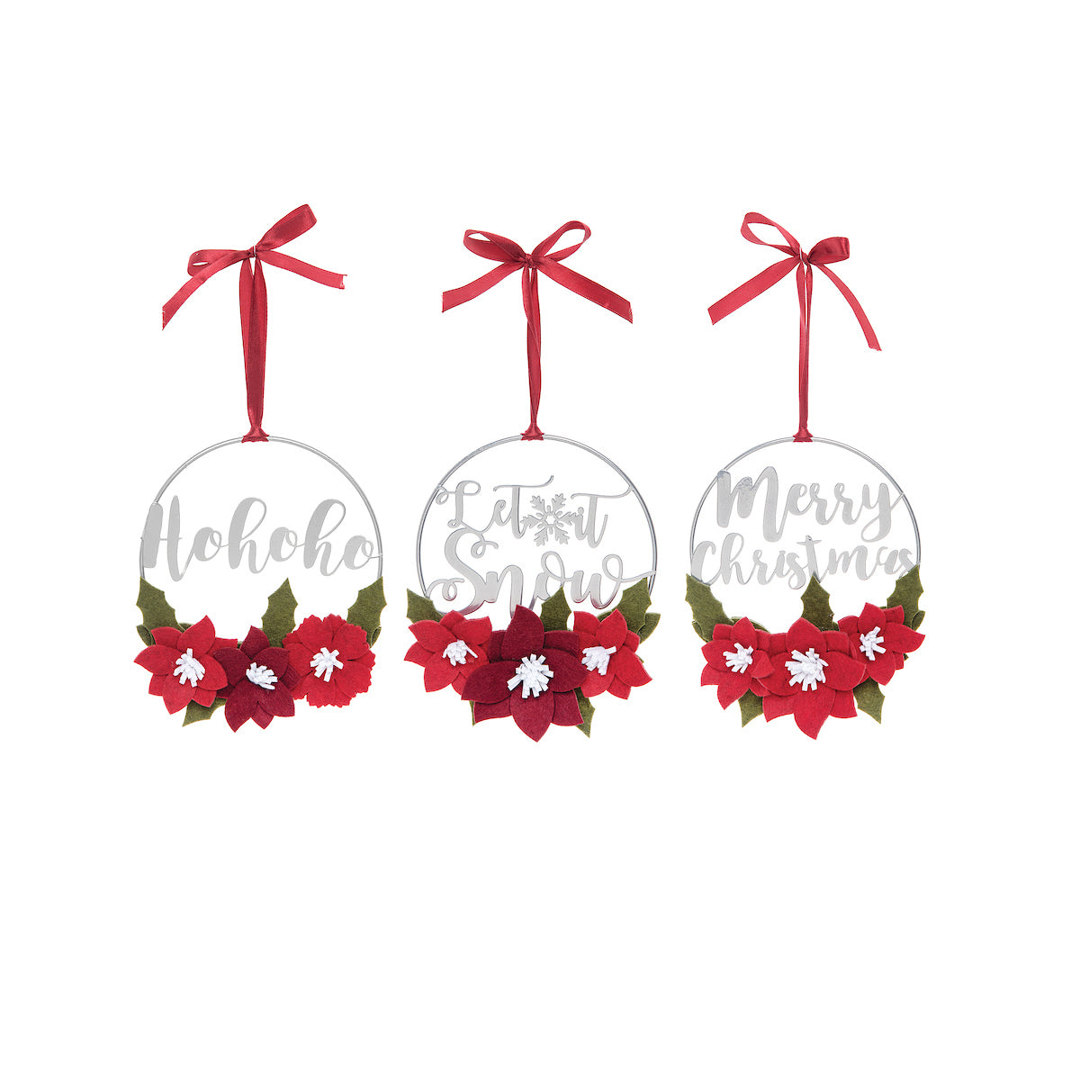 Silver Christmas Hoop Ornament, Asst. of 3
