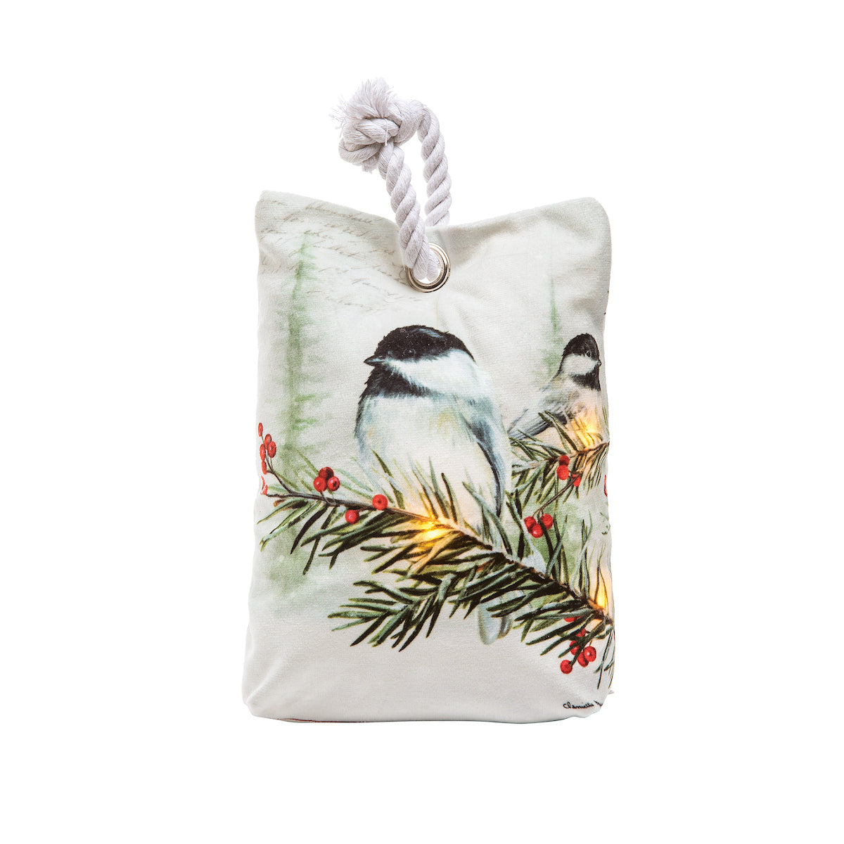 Holiday Chickadee LED Doorstop