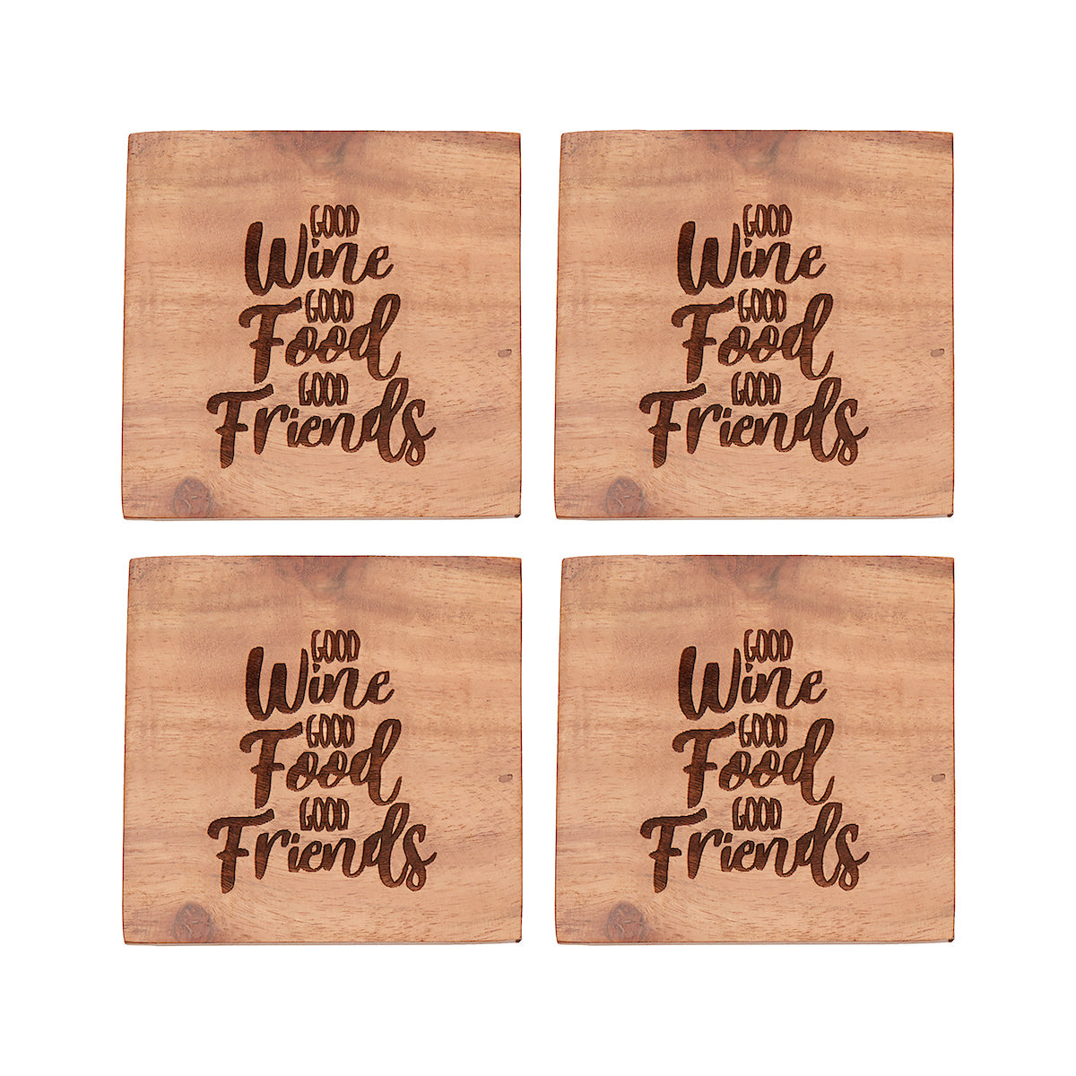 Wine Food Friends Coaster, Set of 4