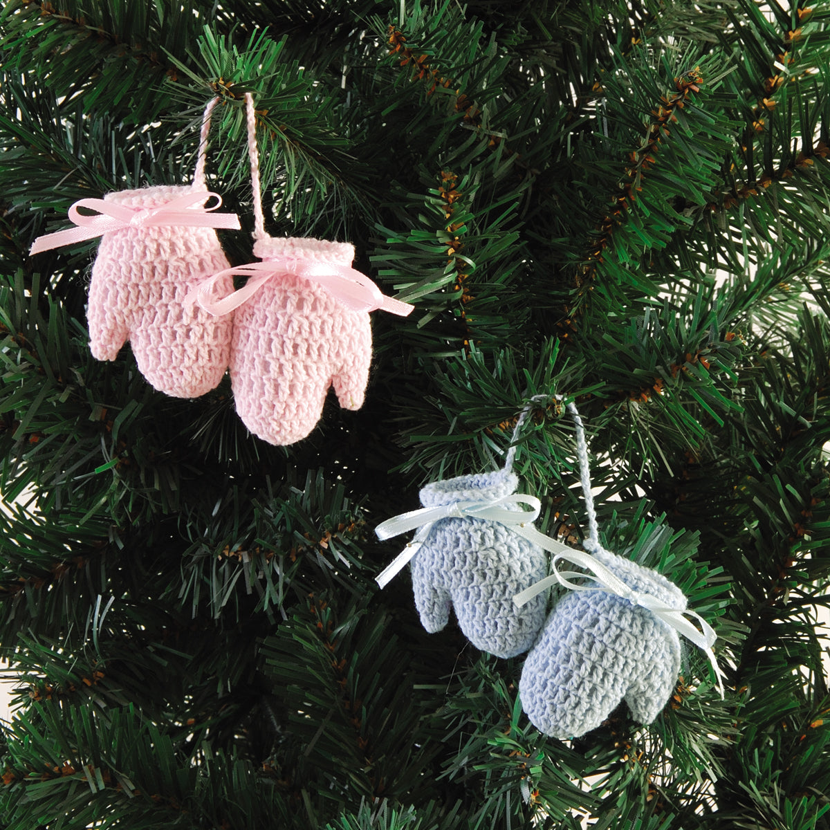Crocheted Baby Mitten Ornaments, Asst.