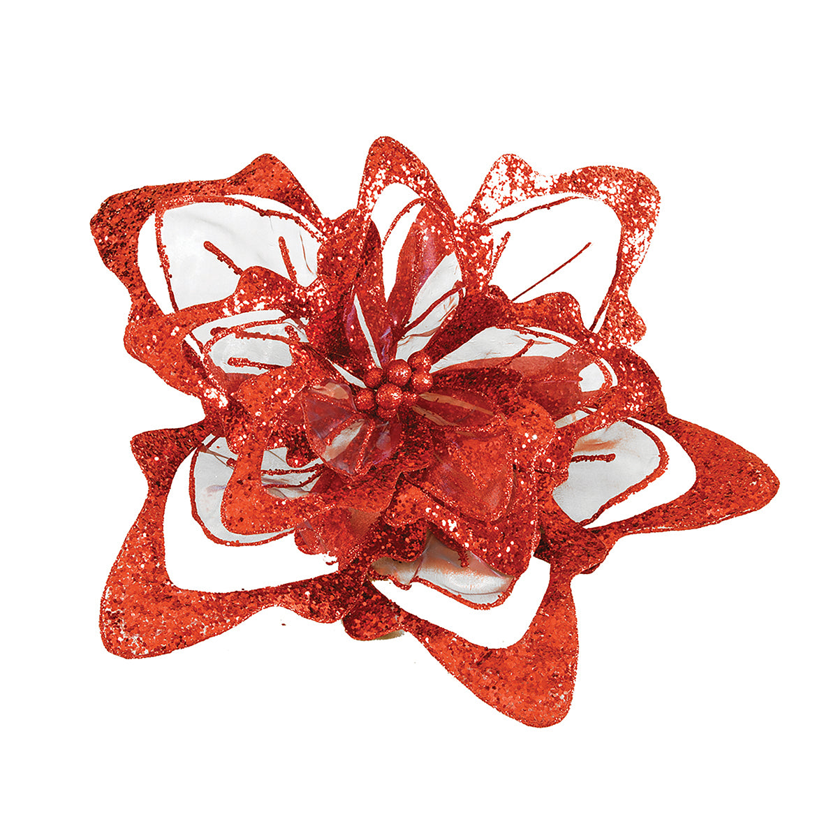 Large Red Poinsettia Pick Ornament