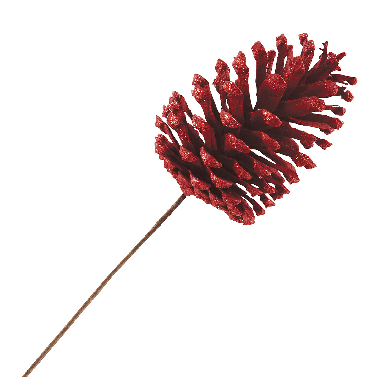 Red Glitter Pinecone Pick Ornament