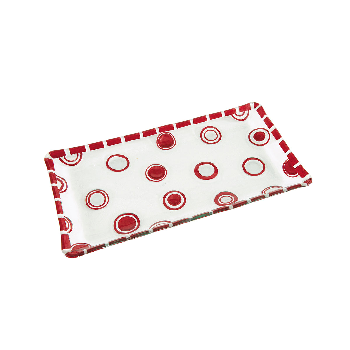 Red Polka Dot Glass Platter