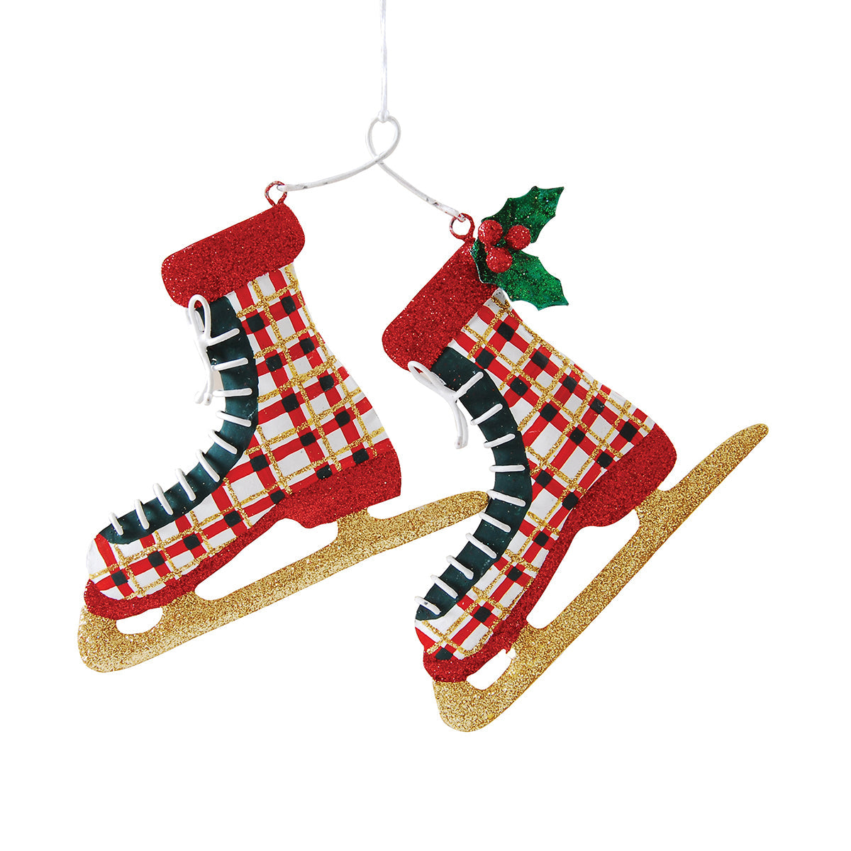 Plaid Ice Skates Ornament