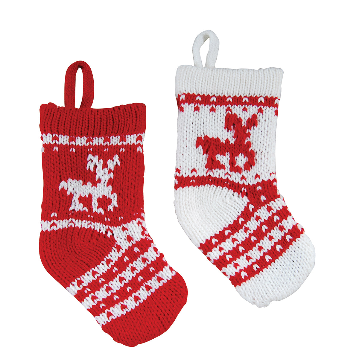 Knit Reindeer Stocking Ornaments, Set of  2