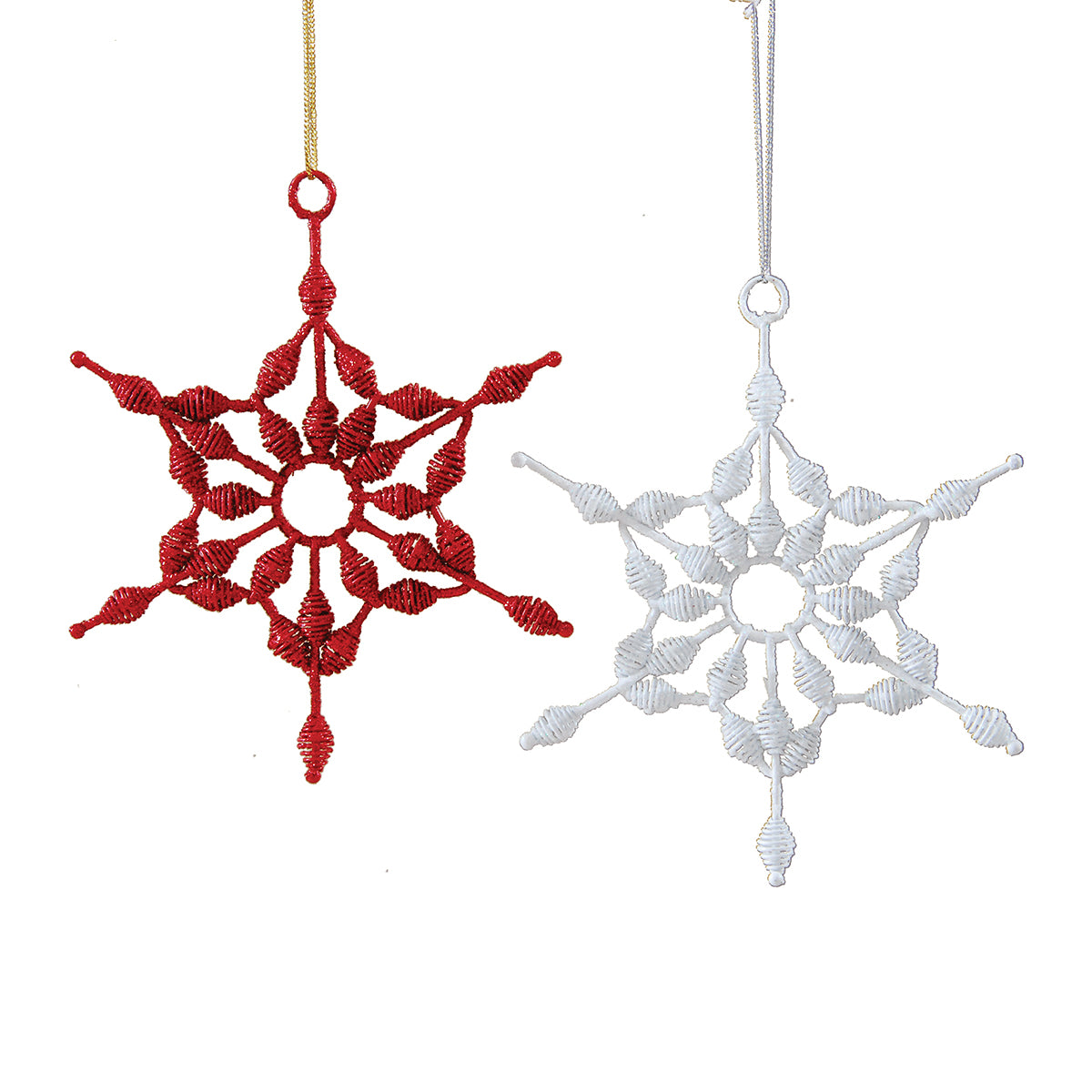 Small Twist Snowflake Ornaments, Asst. of 2