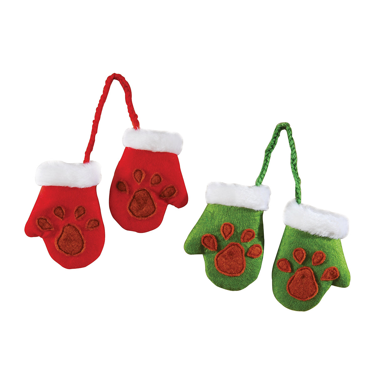 Santa Paws Pair Mittens Ornaments, Set of  2