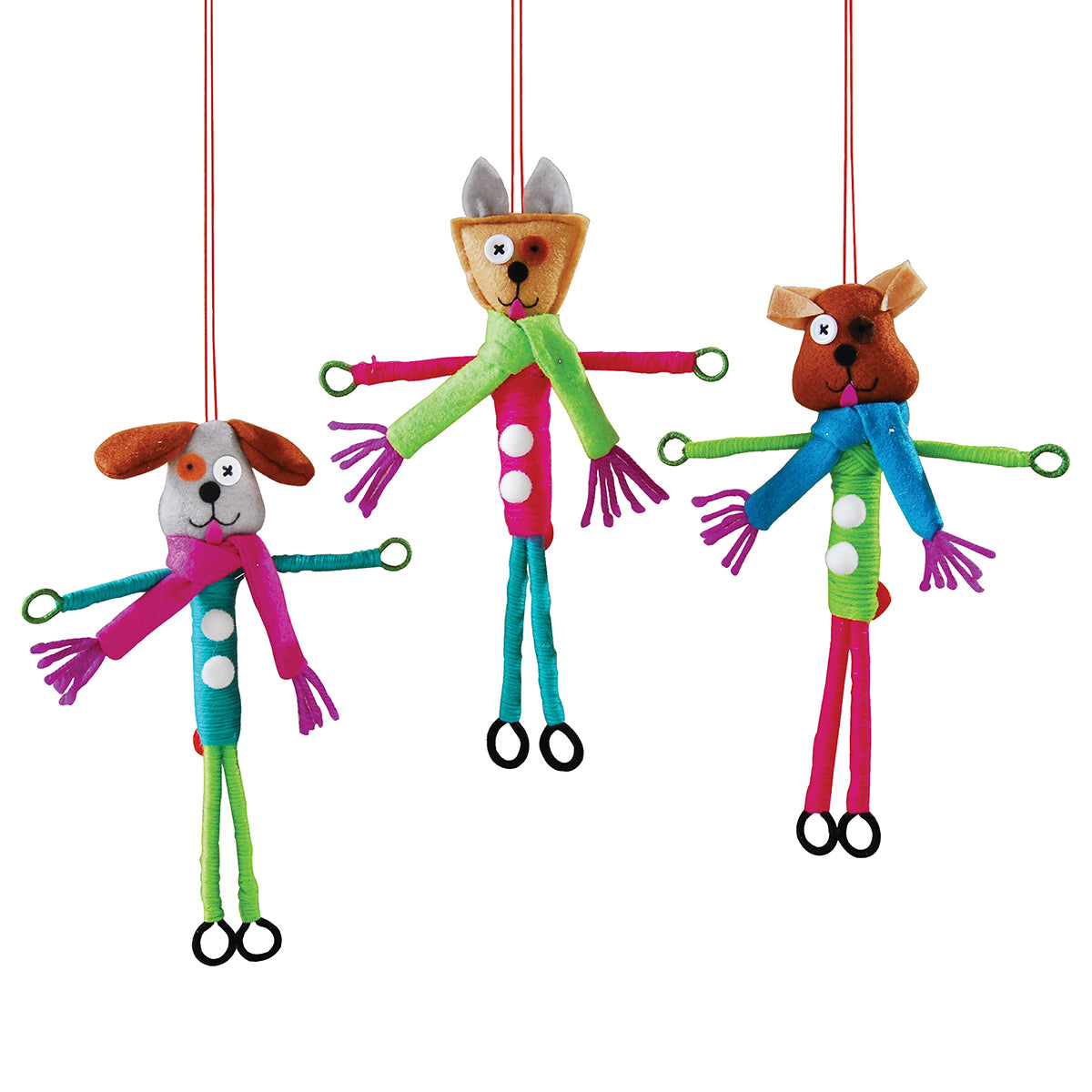 Groovy Dog Ornaments, Asst. of 3