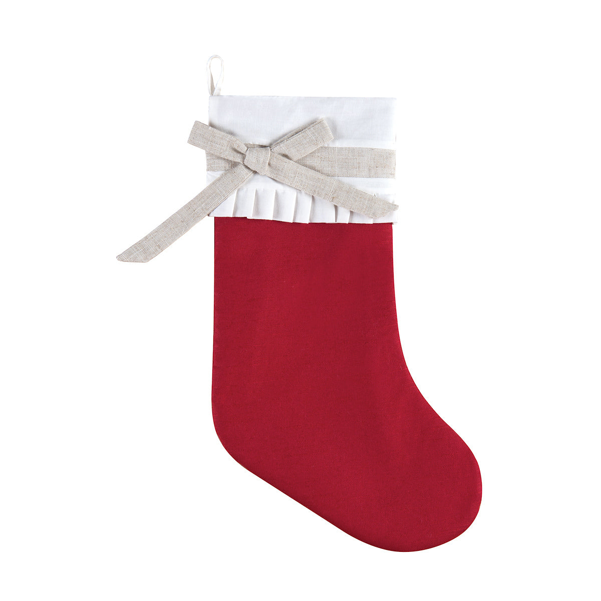 Red Linen Holiday Stocking