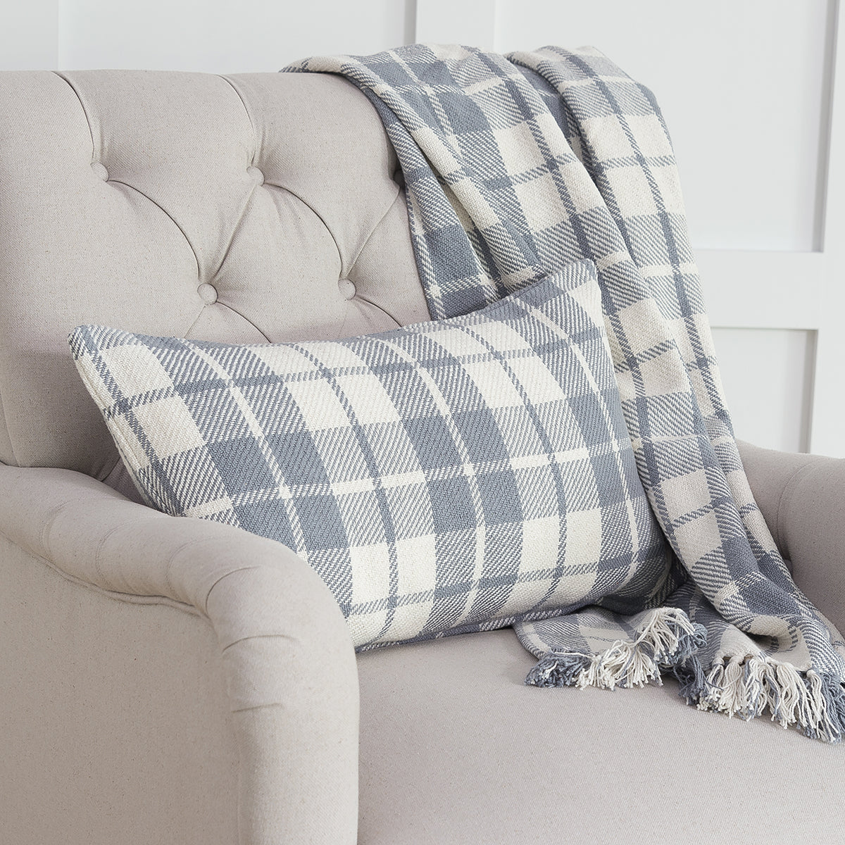 Sheridan Plaid Cement Throw