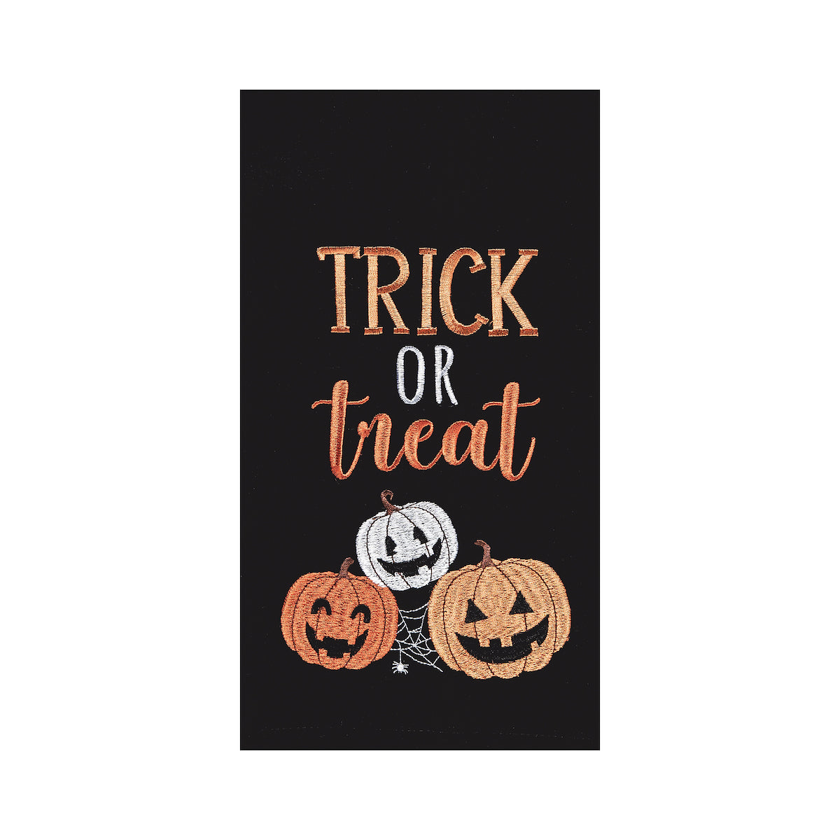 Trick-or-Treat Pumpkins Embroidered Canvas Kitchen Towel