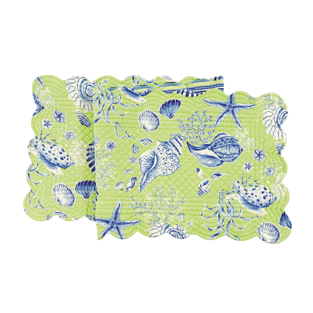 Green Seashell Quilted Runner