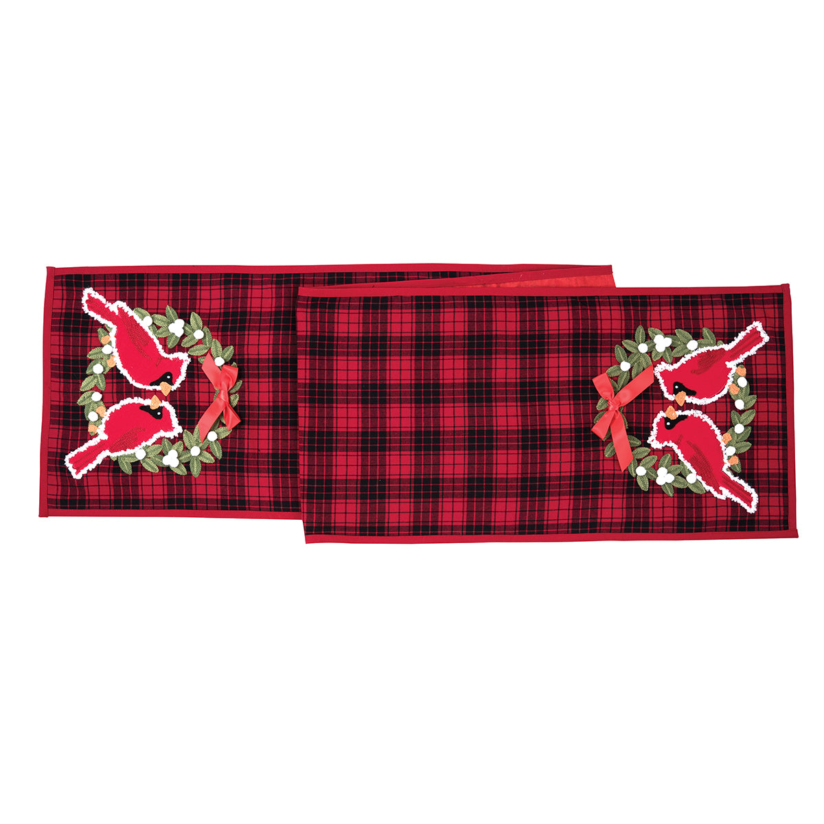 Cardinal Plaid Wreath Tufted Runner