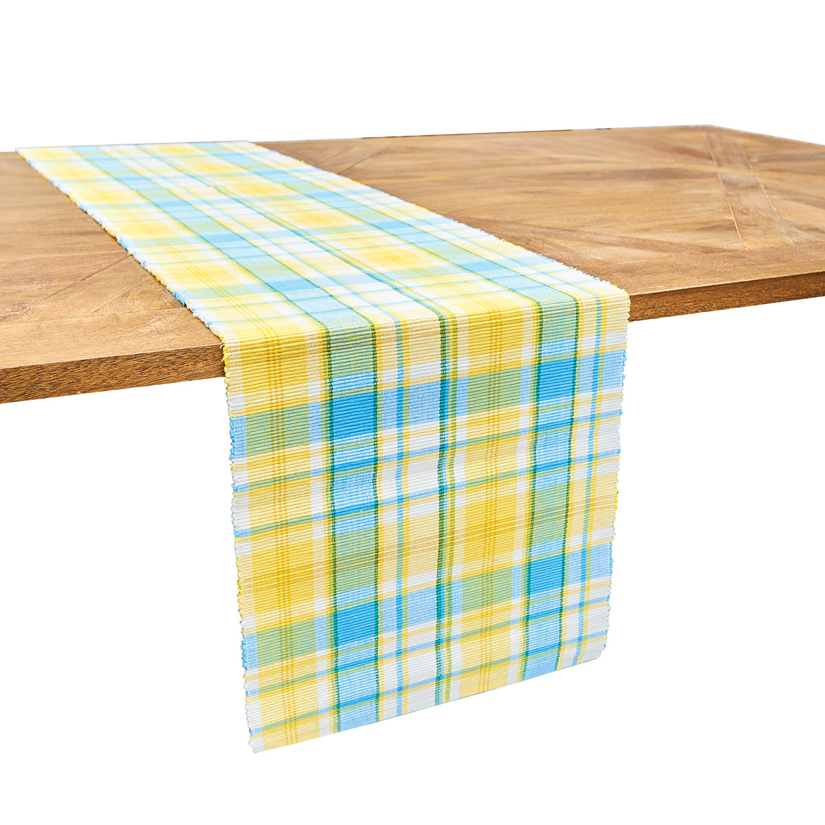 Citrus Mist Plaid Woven Runner