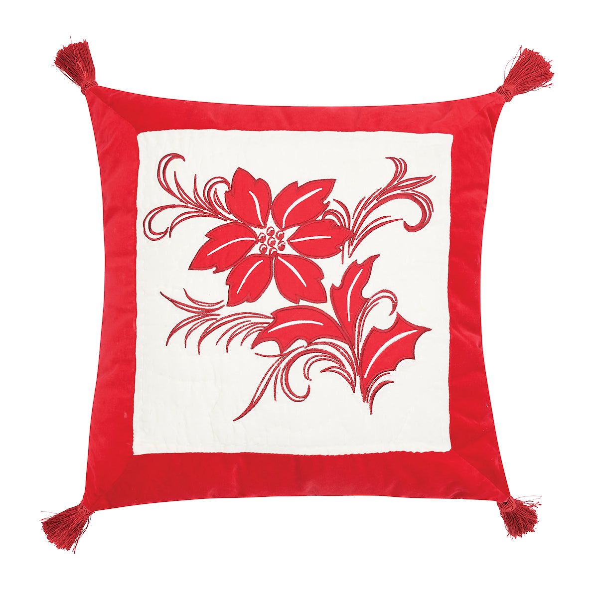 Winter Frost Poinsettia Pillow