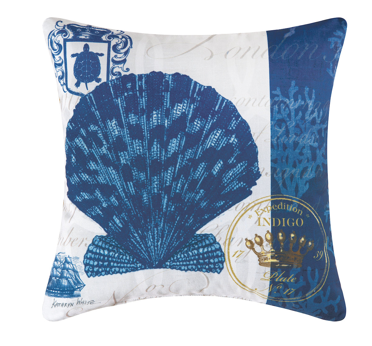 Indigo Shell Indoor Outdoor Pillow
