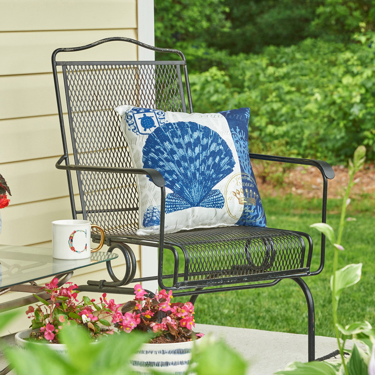 Indigo Shell Indoor Outdoor Pillow