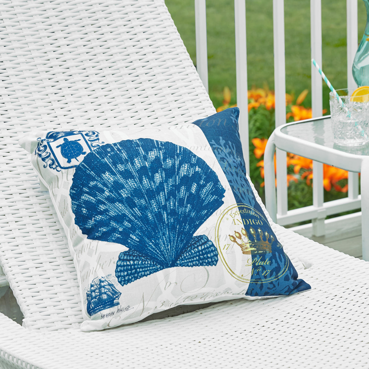 Indigo Shell Indoor Outdoor Pillow
