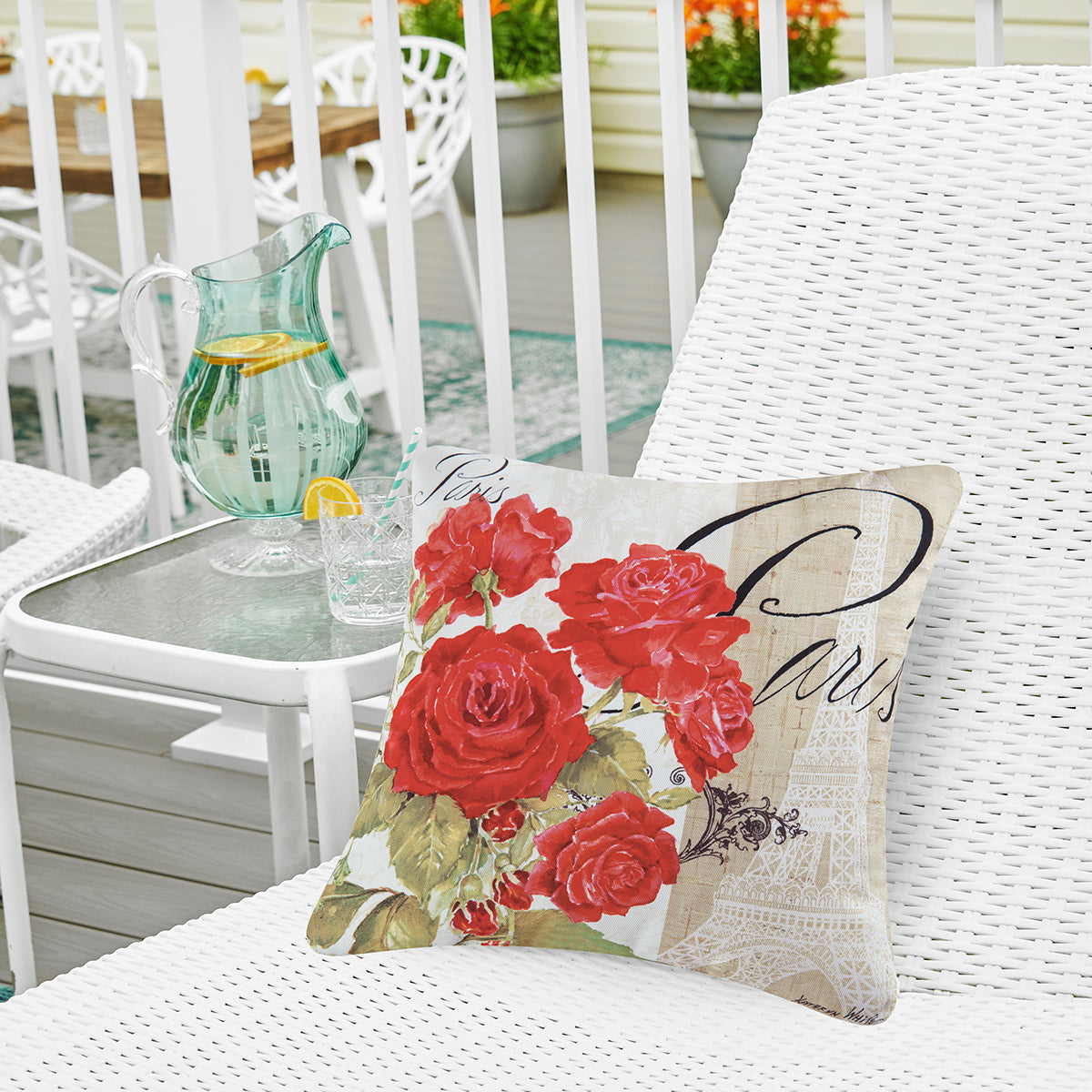 Paris Rose Indoor Outdoor Pillow