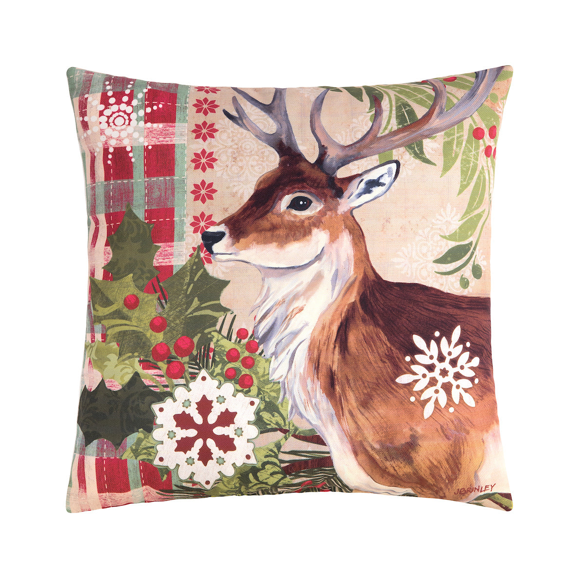 Winter Reindeer Indoor Outdoor Pillow