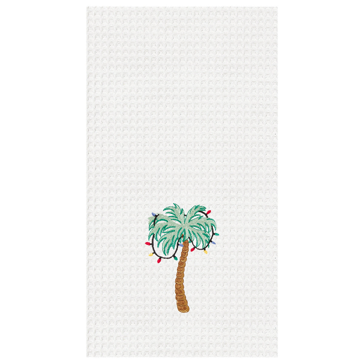 Palm Tree with Lights Waffle Weave Kitchen Towel