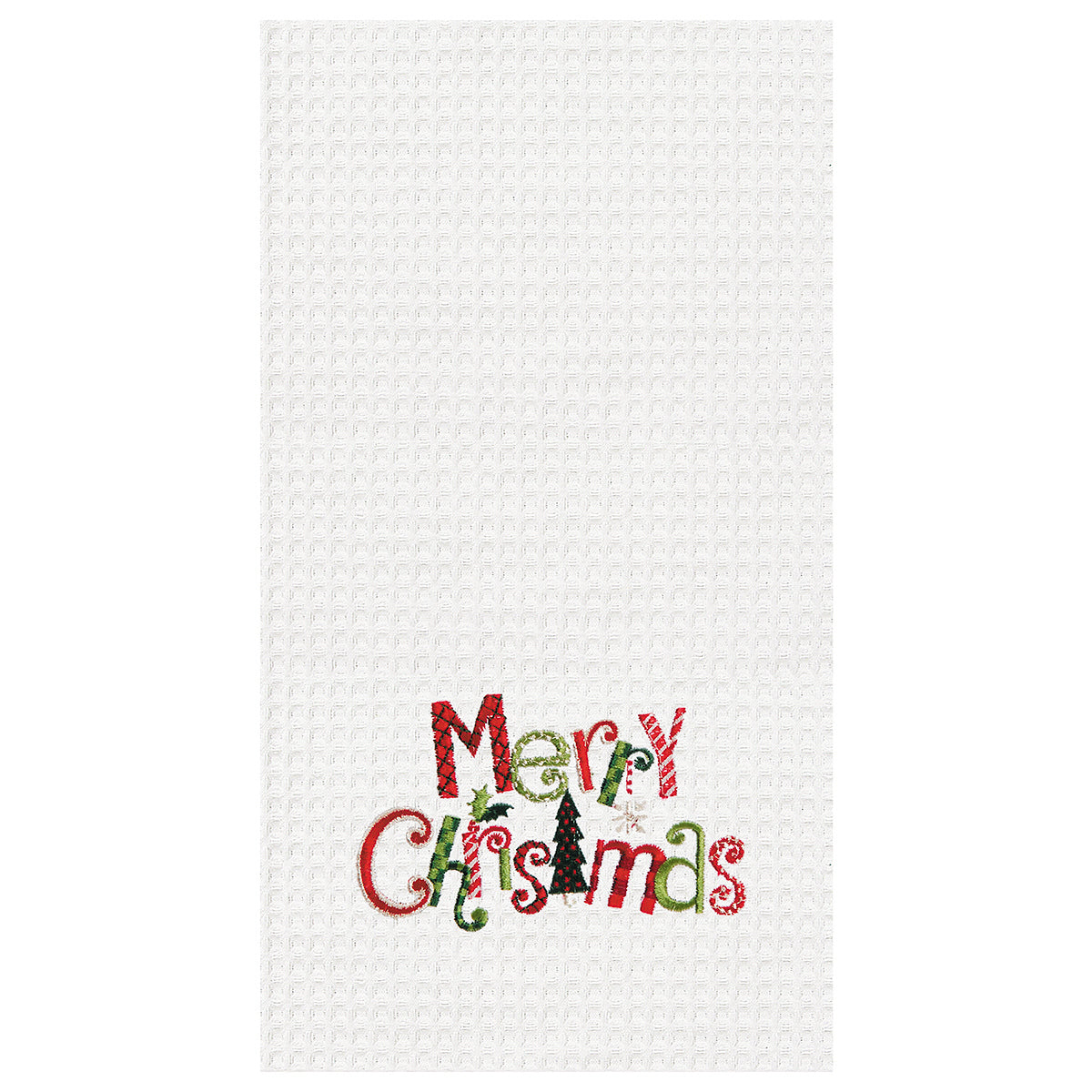 Merry Christmas Waffle Weave Kitchen Towel