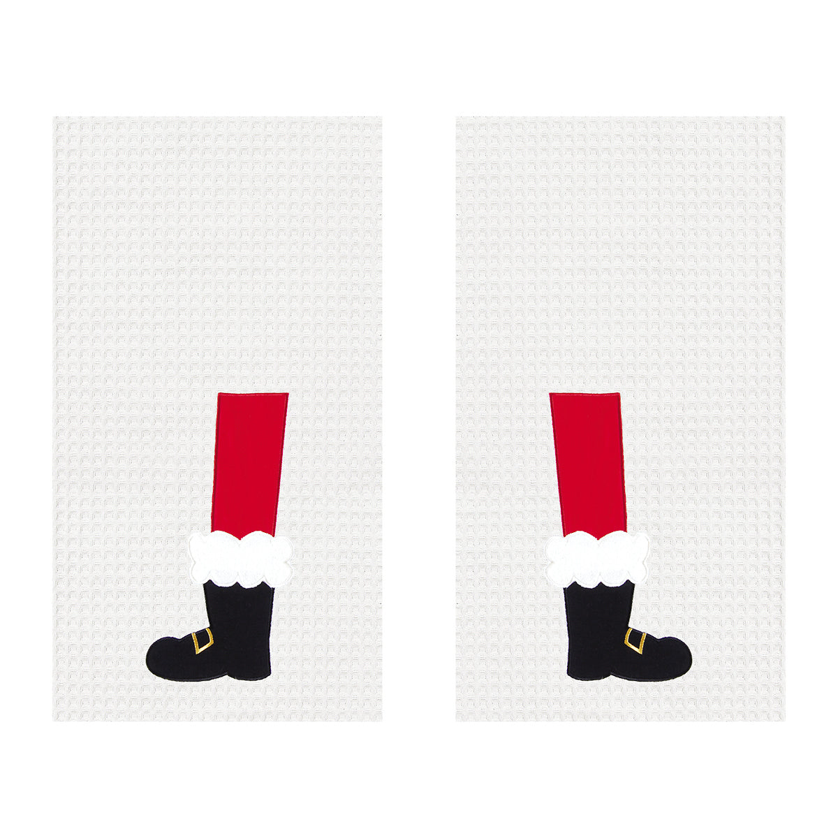 Santa Boots Waffle Weave Kitchen Towel Set