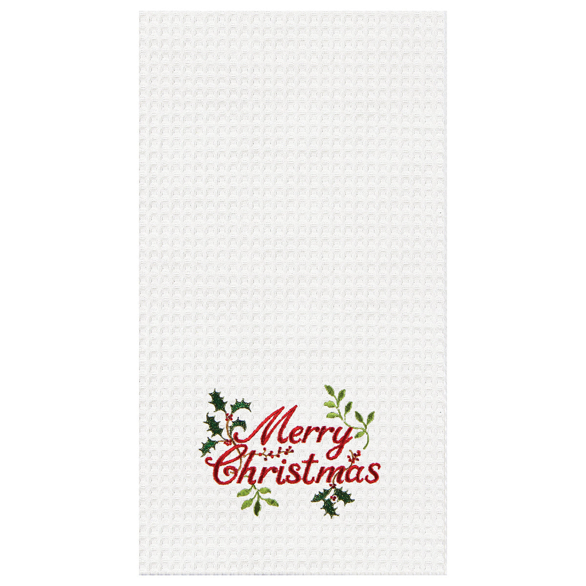 Merry Christmas Waffle Weave Kitchen Towel