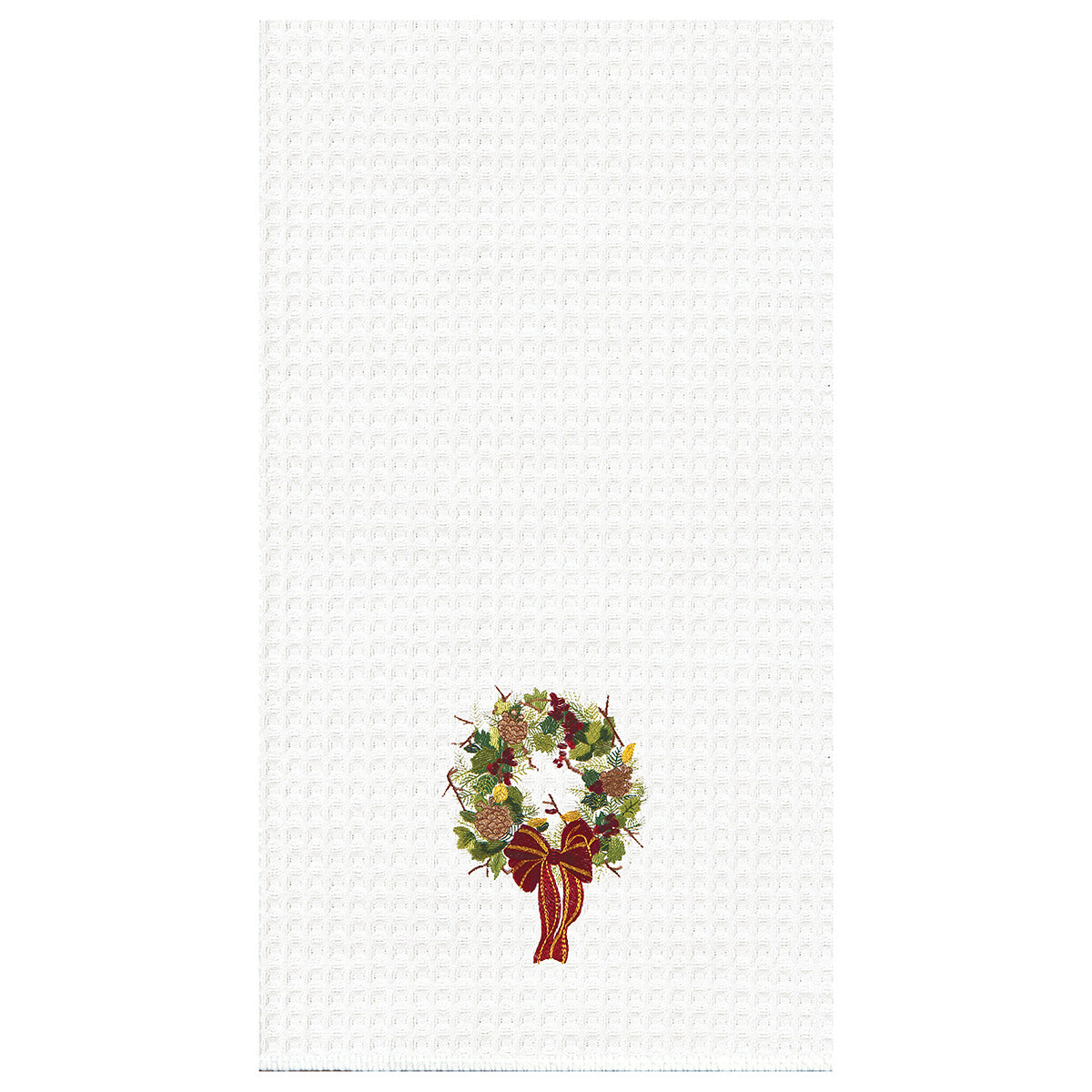 Festive Wreath Waffle Weave Kitchen Towel