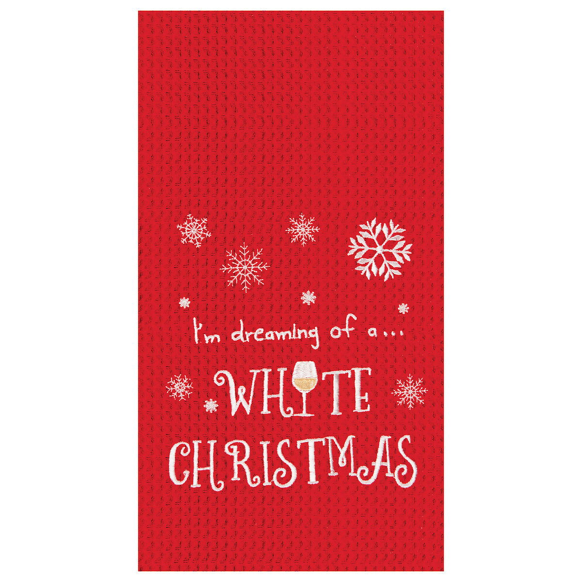 White Christmas Waffle Weave Kitchen Towel