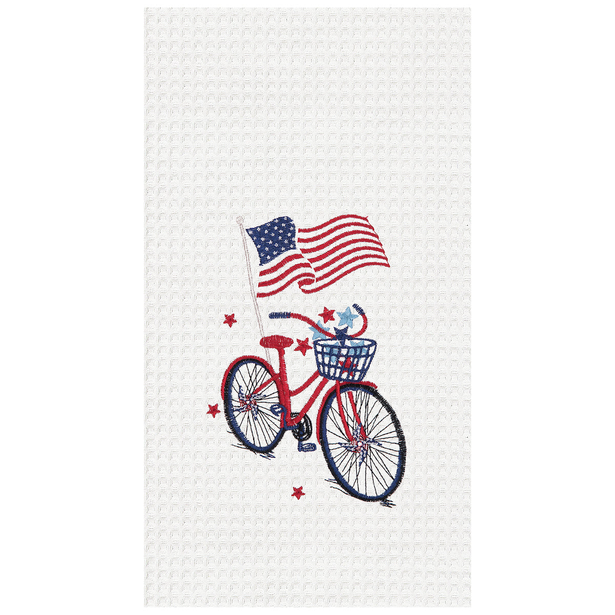 Patriotic Bike Waffle Weave Kitchen Towel