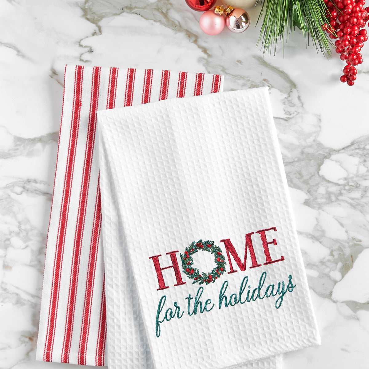 Home For Holidays Waffle Weave Kitchen Towel