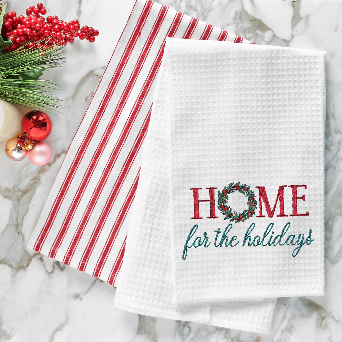 Home For Holidays Waffle Weave Kitchen Towel