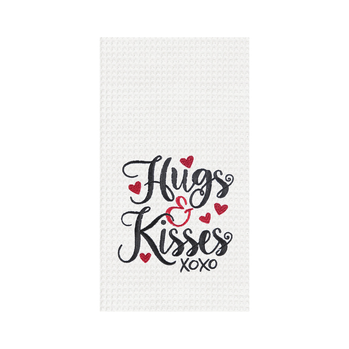 Hugs & Kisses Waffle Weave Kitchen Towel