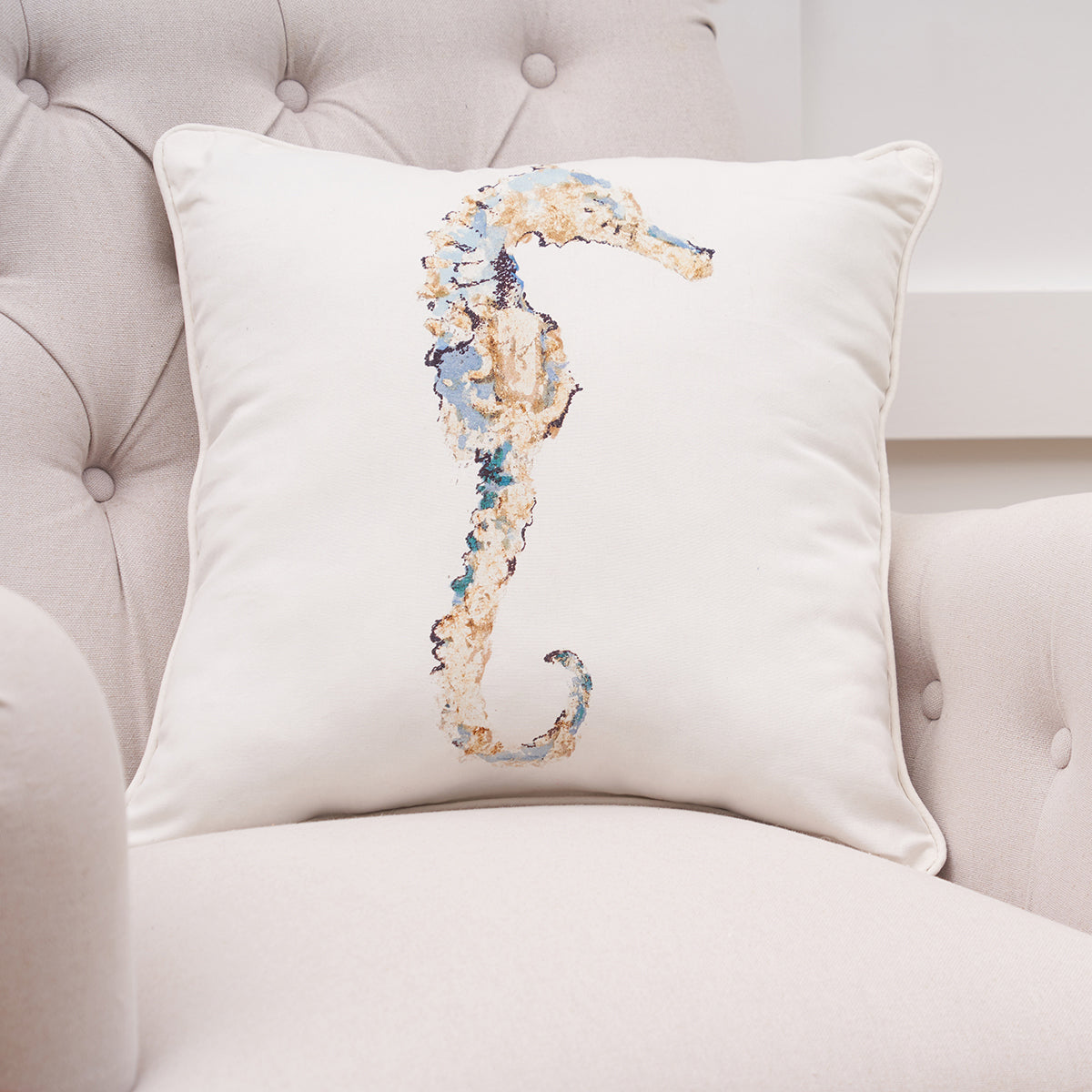 Gilded Ocean Seahorse Hooked Pillow