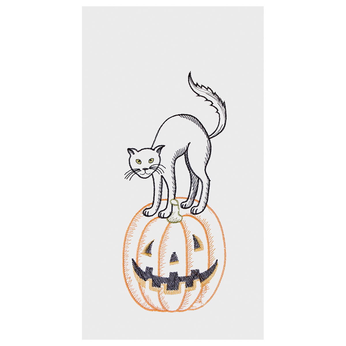 Cat On Pumpkin Flour Sack Kitchen Towel
