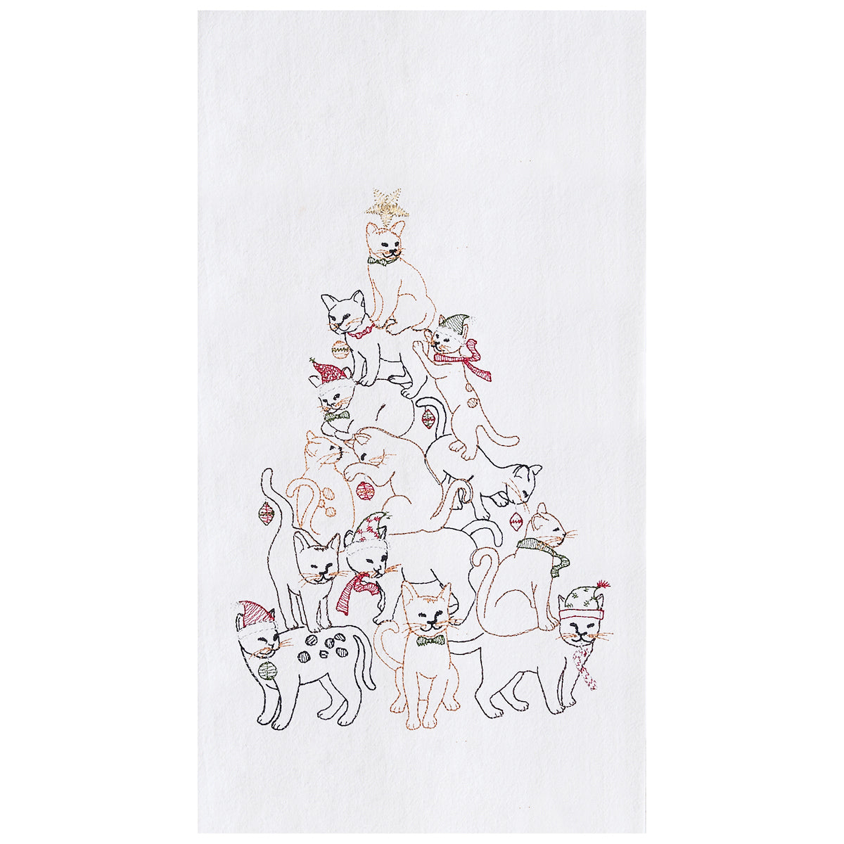 Cat Christmas Tree Flour Sack Kitchen Towel