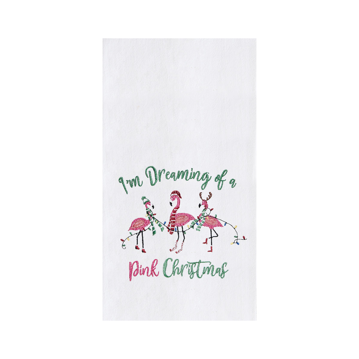 Pink Christmas Flour Sack Kitchen Towel