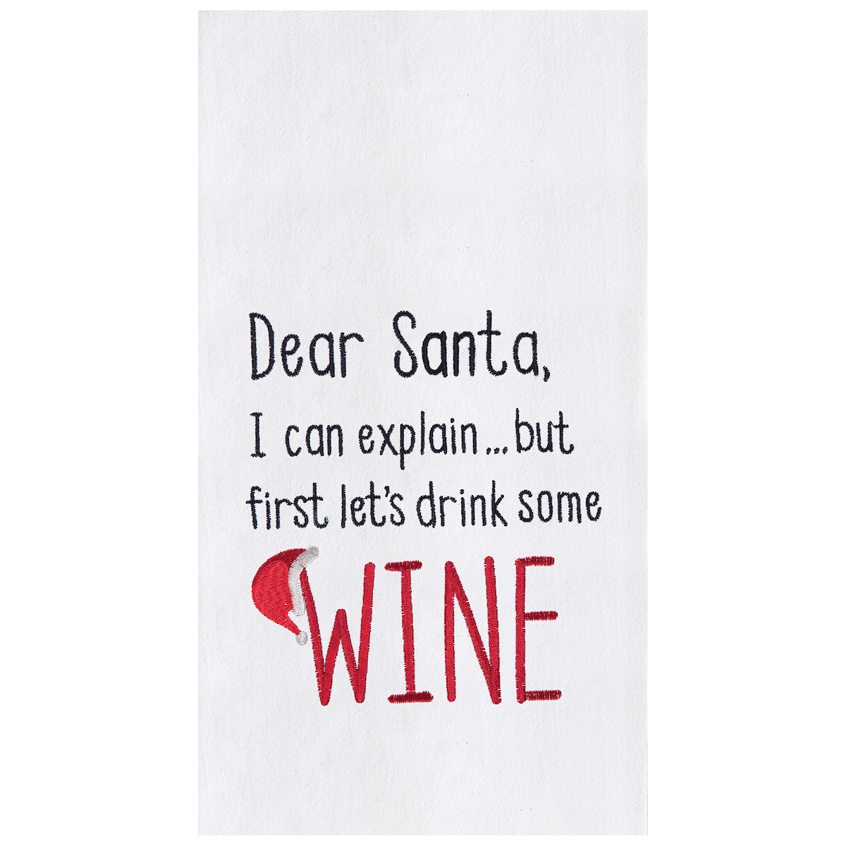 Dear Santa Drink Wine Flour Sack Kitchen Towel