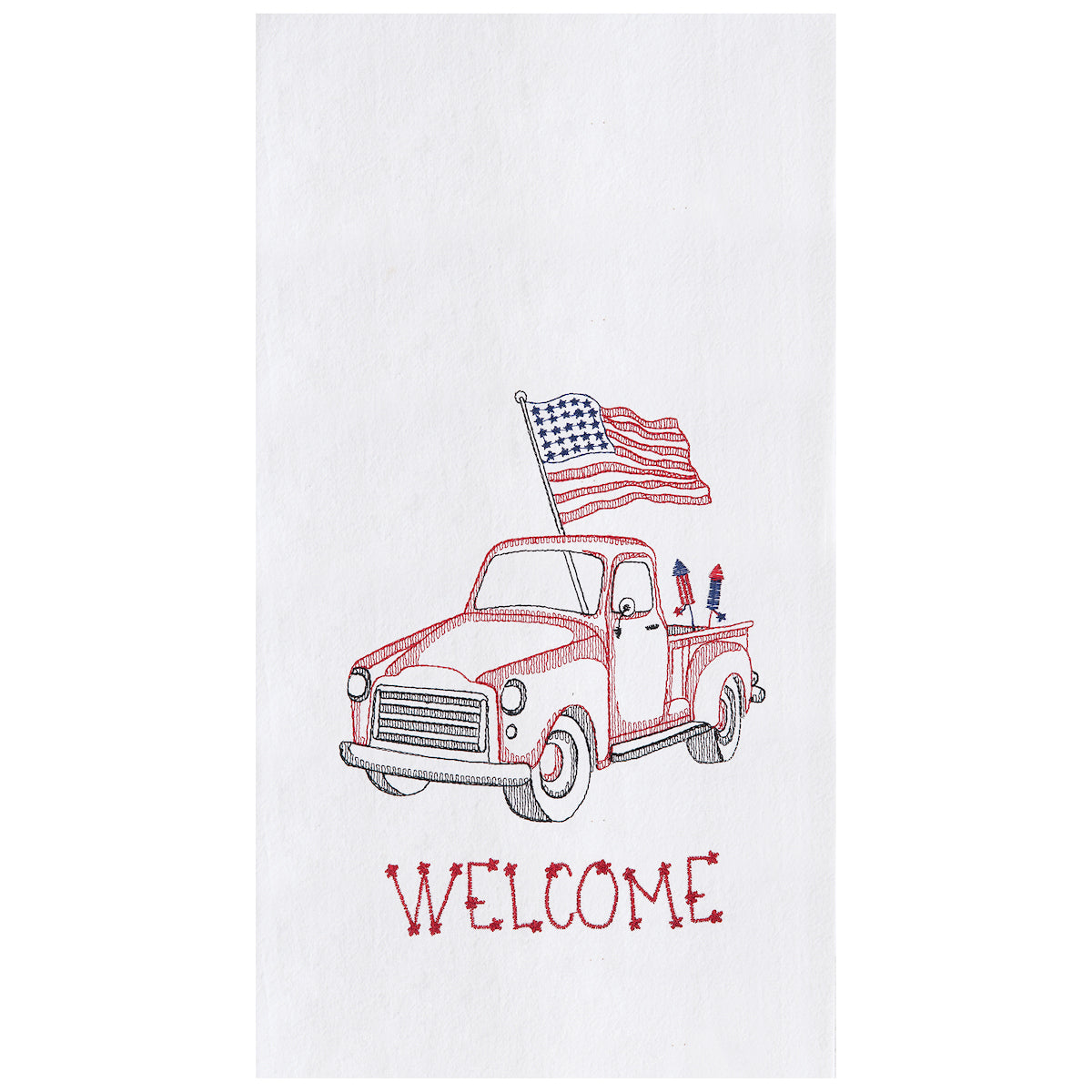 Patriotic Red Truck Kitchen Towel