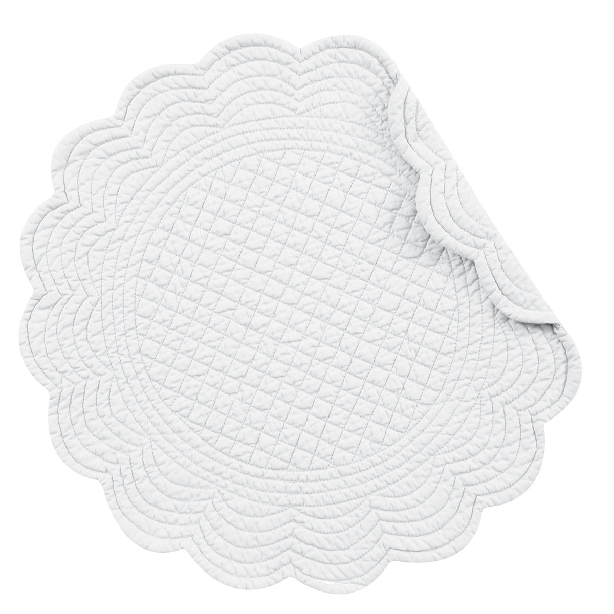 White Quilted Round Placemat